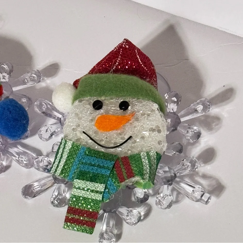 Pair of Snowmen on Snowflakes Plastic Hanging Christmas‎ Decor Suction Cup